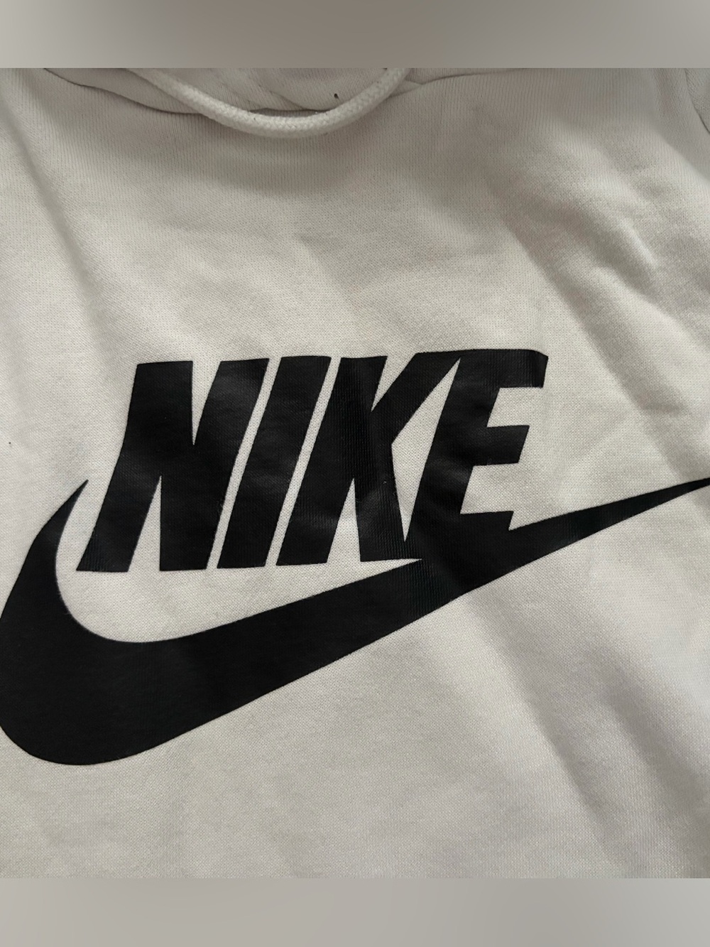 Nike White Hoodie with Black Swoosh and Wordmark